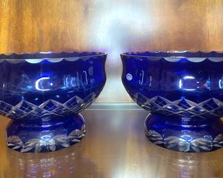 Badash colbalt blue cut-to-clear crystal bowls