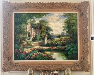 Jean Ganionet "Flowering Garden Landscape with Classical Architecture"