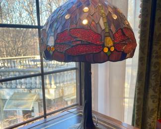 Tiffany style table lamp with dragon flies