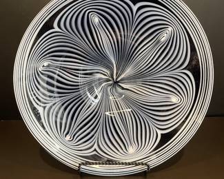 Blue & white swirl glass bowl 