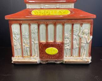 Otagiri Japan 1980 stamped Trolley cookie jar 