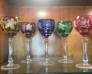 Vintage Bohemian Czech crystal cut-to-clear steam wear