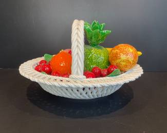 Bassano Italy ceramic basket with fruit 
