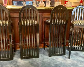 Contemporary black lacquer bar stools  