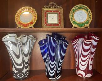 Merano Glass Vases and Vintage Bambay picture frames