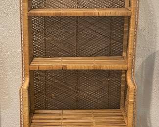 Vtg Rattan shelf and cabinet