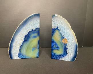 Blue Geode bookends 