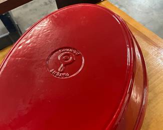 Lodge Red Enamel Cast Iron Casserole Dish 
