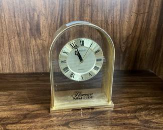 Linden Quartz Gold Desk/Mantel/Shelf Floating Clear Clock