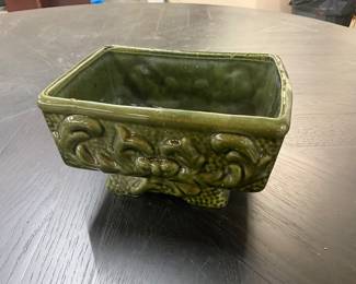1950's Pedestal Ceramic Green Planter Vase