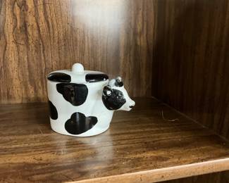 Ceramic Cow Sugar Bowl with Lid