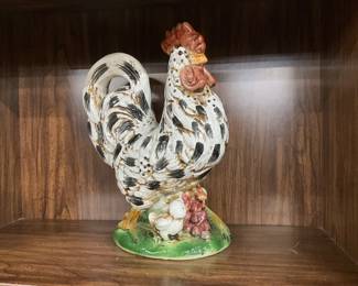 Ceramic Rooster Figurine Statue