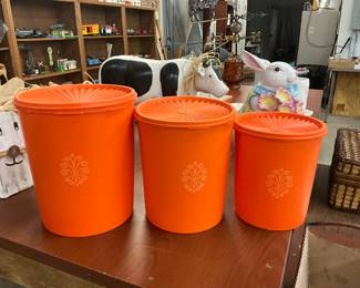 Orange Tupperware Canisters