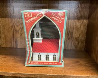 Plastic Light-Up Church - Mid Century  