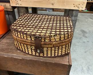 Wicker Red Plaid Picnic Basket - Service for 4
