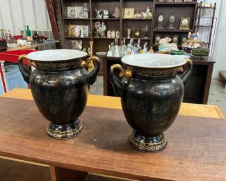 Black & Gold Trophy Style Vases