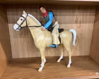 Marx Toys - Johnny West Action Figure & His Horse Thunderbolt