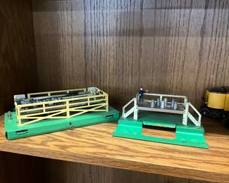 Lionel Train 3656 Operating Cattle Car & Corral Set and  Sold Thru Sears - Lionel Train Platform with Milk Cans & Worker