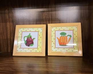 Eggplant & Carrots Tile Trivets / Wall Hangings