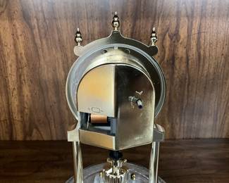 Kundo Germany Anniversary Clock Glass Domed Metal Base 