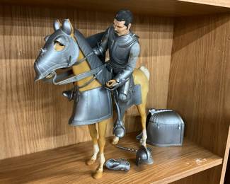 Marx Toys Sir Stuart Silver Knight & Horse in Armor