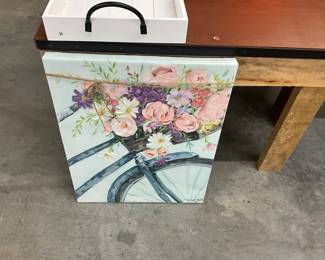Signed Bicycle & Flower Painting