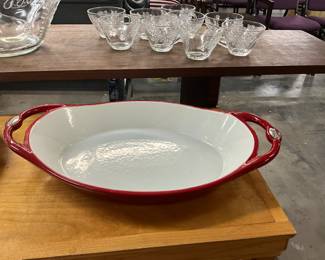 Lodge Red Enamel Cast Iron Casserole Dish