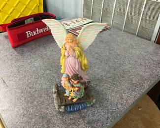 Angel Protecting Children on Bridge Figurine