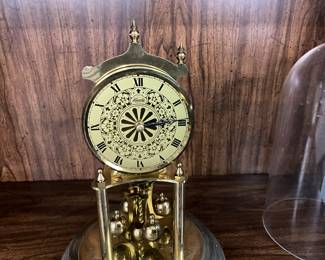 Hermle Quartz Anniversary Clock Glass Domed Germany