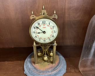 Kundo, Kieninger & Obergfell Anniversary Clock with Glass Dome & Metal Base