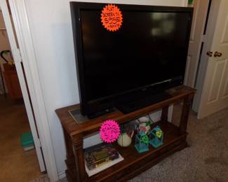Flat Screen and Hard wood Stand - Collectables