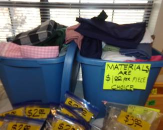 Materials - Linens - Tubs - Smalls