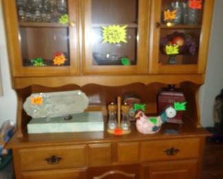 Nice Hard Wood China Cabinet with Glass Doors - Decor smalls and Glassware
