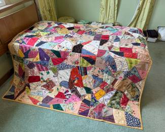 	#51	Vintage handmade crazy quilt	 $60.00 				