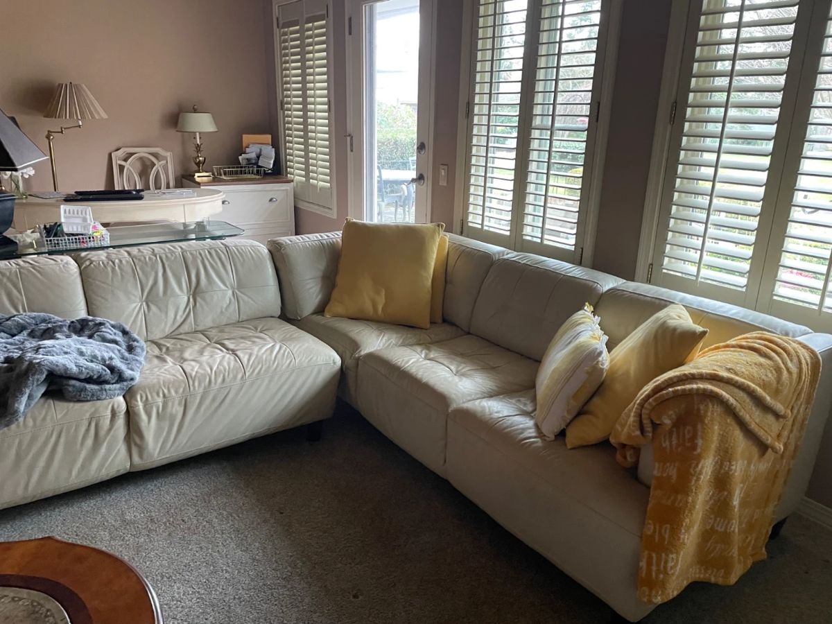 Mid Century Modern Italian Leather Sofa Set  - Chateau D'ax