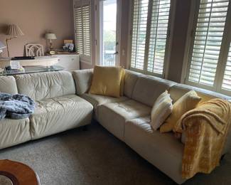 Mid Century Modern Italian Leather Sofa Set  - Chateau D'ax