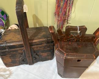 Vintage Chinese Wooden Storage box and Rice storage box
NOW Both for $40