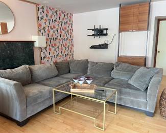 Grey Suede Sectional