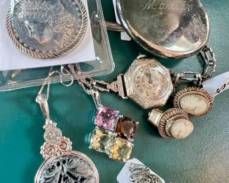 Morgan's in bezels, sterling and white gold filled antique watch