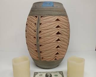 Peek-A-Boo Pottery Vase and Electric Candles