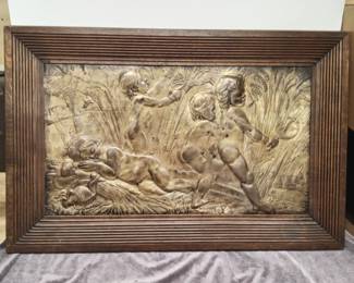 Victorian Era Copper Relief 'Putti' Wall Art