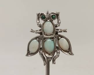 STERLING with Emeralds Hat Pin