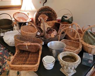Longaberger baskets and varieties of import baskets.