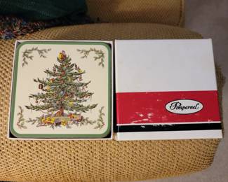 Set of 6 Spode Christmas Tree coasters by Pimpernel.