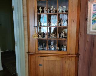 Early American White Pine Corner Cupboard.  Early 19th century.