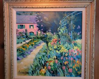 Marianne Dunn painting.  The house garden at Giverny, Monet's residence. 