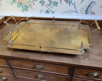 Vintage Brass Galleried Tea Tray by Mottahedeh   (Vintage brass is Back!) 23" x 15".