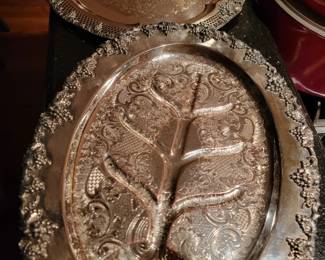 Well & Tree cold meat silver plated plater.  Circa 1900 (note detailed engravings)