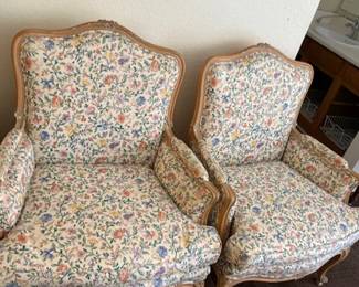 ANTIQUE VINTAGE MATCHING FLORAL CHAIRS