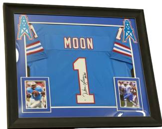 Warren Moon “1” Framed Autographed Football Jersey * Pro Football Hall Of Fame
